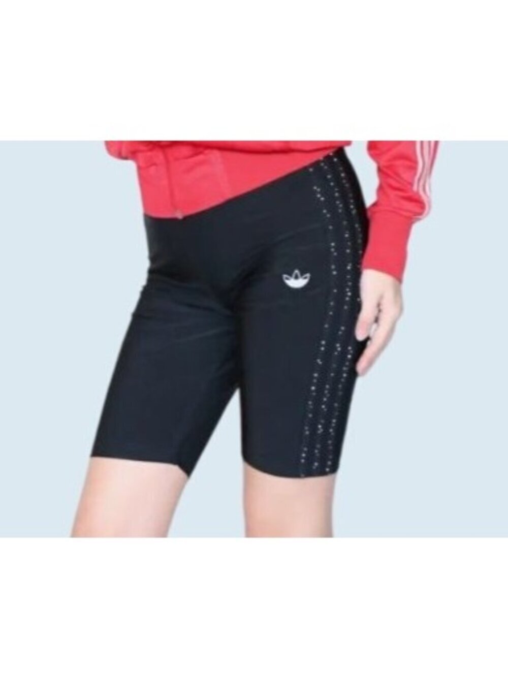 ADIDAS Black Embellished Biker Shorts Size Medium